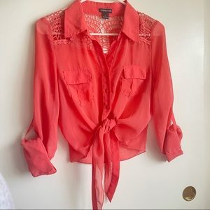 Coral crop shirt